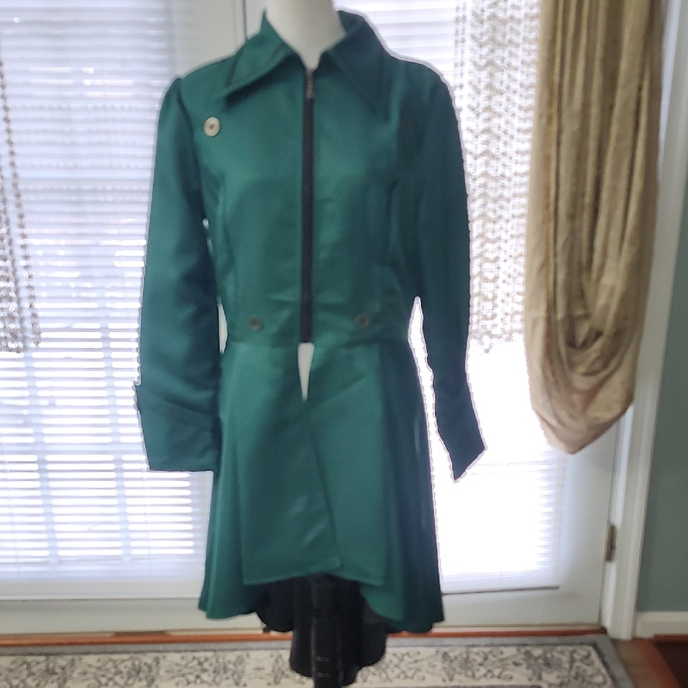 Chic Teal Coat with Zipper